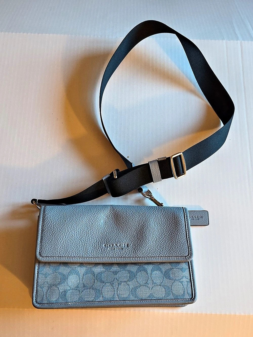 Coach Teri Shoulder Bag in Signature Chambray Blue & Brown